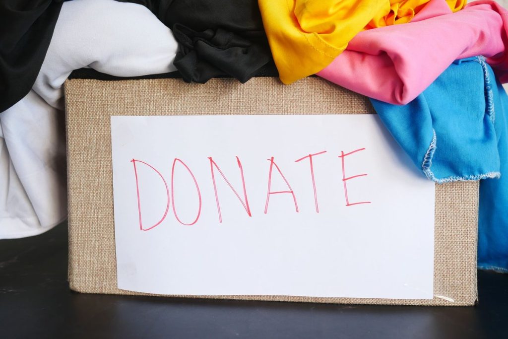 Donation box filled with clothes
